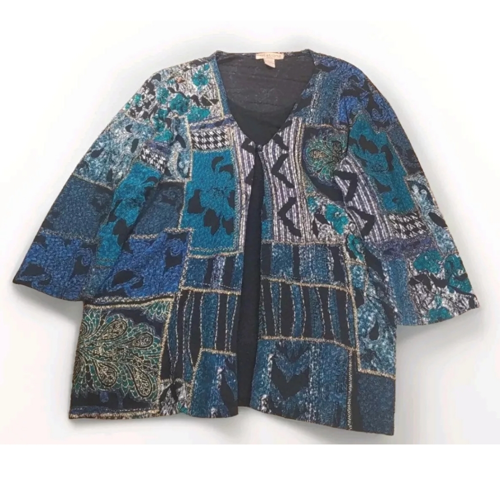 Notations Patchwork Blouse Woman 2x Whimsigoth Fa… - image 1